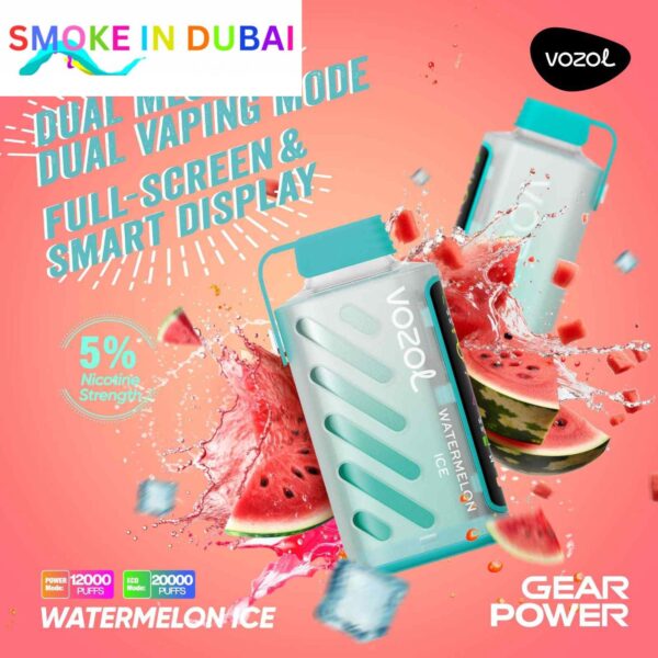 smokeindubai vozol gear power 20000 puffs price in dubai WATERMELON ICE